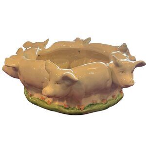 Vtg Vandor Imports Ring of Pigs Planter Ceramic 1979 9.5" x 3.25' Japan No Flaws